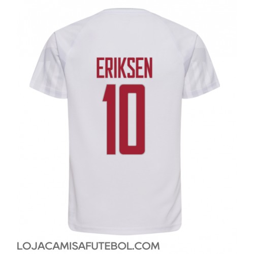Camisa de Futebol Dinamarca Christian Eriksen #10 Equipamento Secundário Mundo 2022 Manga Curta